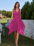 A-Line/Princess Chiffon Ruffles V-neck Sleeveless Knee-Length Bridesmaid Dresses	Prom Dress
