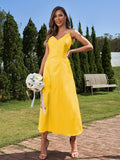 A-Line/Princess Silk like Satin Ruched V-neck Sleeveless Ankle-Length Bridesmaid Dresses Formal Evening Dress
