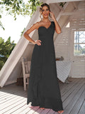 A-Line/Princess Chiffon Ruched One-Shoulder Sleeveless Floor-Length Bridesmaid Dresses Evening Prom Dress