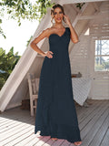 A-Line/Princess Chiffon Ruched One-Shoulder Sleeveless Floor-Length Bridesmaid Dresses Evening Prom Dress