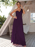 A-Line/Princess Chiffon Ruched One-Shoulder Sleeveless Floor-Length Bridesmaid Dresses Evening Prom Dress