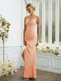 Sheath/Column Chiffon Ruched V-neck Sleeveless Floor-Length Bridesmaid Dresses Formal Evening Dress