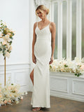 Sheath/Column Chiffon Ruched V-neck Sleeveless Floor-Length Bridesmaid Dresses Formal Evening Dress