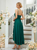 A-Linie/Princess-Linie Satin-Chiffon Gerüscht V-Ausschnitt Ärmellos Asymmetrisch Brautjungfernkleider
