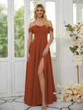 A-Line/Princess Stretch Crepe Ruffles Spaghetti Straps Sleeveless Floor-Length Bridesmaid Dresses Formal Evening Dress