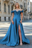 Fuchsia Off the Shoulder Corset Bodice A-Line Prom Dress