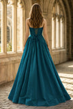 Fuchsia Strapless Taffeta A-line Long Formal Dress