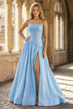 Fuchsia Strapless Taffeta A-line Long Formal Dress