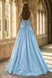 Fuchsia Strapless Taffeta A-line Long Formal Dress