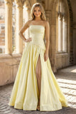 Fuchsia Strapless Taffeta A-line Long Formal Dress