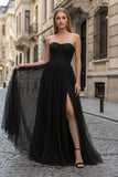A-Line Sweetheart Beads Empire-Waist Sleeveless Prom Dress With Slit