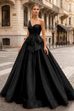 One Shoulder Satin A Line Prom Dress With Bow