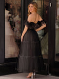 A-Line Corset Ruffled Tulle Prom Dress