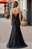 Sweetheart Satin Mermaid Long Prom Dress