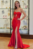 Sweetheart Satin Mermaid Long Prom Dress