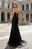 Royal Blue Sweetheart Satin Mermaid Long Prom Dresses with Beading