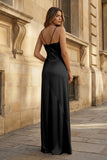 Spaghetti Straps Long Sheath Prom Dress With Split