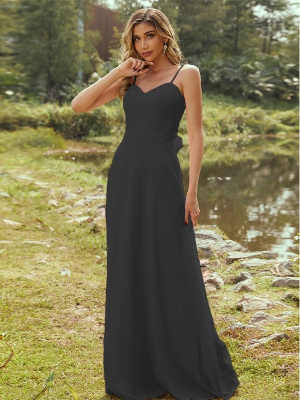 A-Line/Princess Chiffon Sash/Ribbon/Belt Sweetheart Sleeveless Floor-Length Bridesmaid Dresses Evening Dress