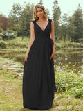 A-Line/Princess Chiffon Ruffles V-neck Sleeveless Floor-Length Bridesmaid Dresses Evening Prom Dress