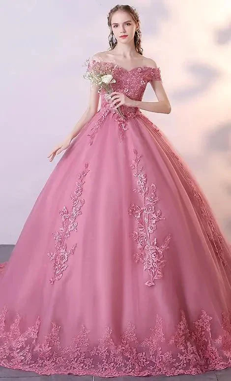 Royal Blue Lace Off the Shoulder Quinceanera Dresses with Flowers