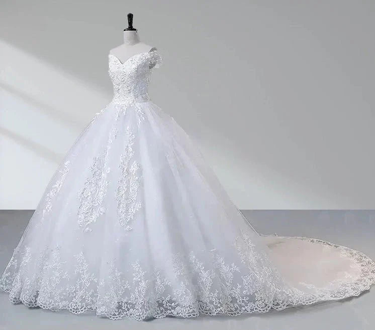 Royal Blue Lace Off the Shoulder Quinceanera Dresses with Flowers