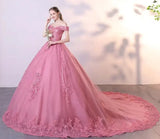 Royal Blue Lace Off the Shoulder Quinceanera Dresses with Flowers