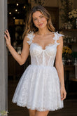 A-line Sweetheart White Corset Homecoming Dress