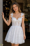 A-line Sweetheart White Corset Homecoming Dress