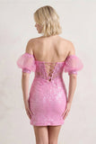 Bodycon Sparkly Sequin Strapless Short Homecoming Dress with Split
