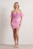 Bodycon Sparkly Sequin Strapless Short Homecoming Dress with Split