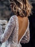 Bohemian A-Line Sparkly Sequined Luxury Wedding Dresses