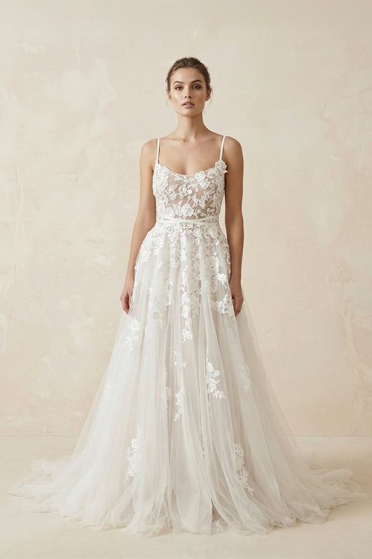 Boho Lace Wedding Dresses A Line Princess