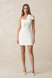 Bowknot Sheath Crepe Mini Wedding Dress in White