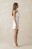 Bowknot Sheath Crepe Mini Wedding Dress in White