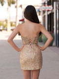 Gold - Sparkly Bodycon Strapless Sequins Short Homecoming Dresses With Beadings