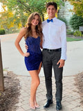 Royal Blue - Sparkly Bodycon Strapless Sequins Short Homecoming Dresses With Beadings