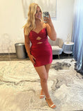 Royal Blue Sheath Sweetheart Satin Cut Out Short Homecoming Dresses