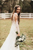 Lace Bohemian Deep-V Back Cathedral Train Wedding Dress