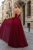 A-Line Sweetheart Beads Empire-Waist Sleeveless Prom Dress With Slit