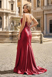 Royal Blue Appliques Spaghetti Straps Mermaid Long Formal Dress
