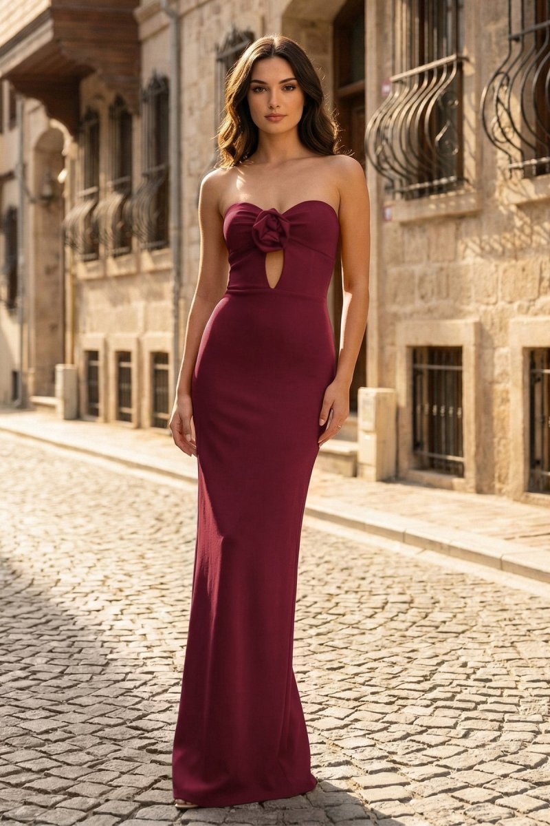 Red Sweetheart Satin Mermaid Long Prom Dress