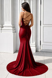 Purple Spaghetti Straps Lace-Up Mermaid Long Formal Dress