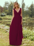 A-Line/Princess Chiffon Ruffles V-neck Sleeveless Floor-Length Bridesmaid Dresses Evening Prom Dress