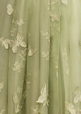 A-line Butterfly Lace Lilac Corset Prom Dress with Slit