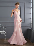 Etui-Linie Träger Ärmellos Perlen verziert Lange Chiffon Kleider Ball-/Abendkleid