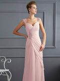 Etui-Linie Träger Ärmellos Perlen verziert Lange Chiffon Kleider Ball-/Abendkleid