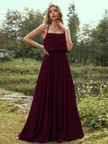 A-Line/Princess Chiffon Ruffles Spaghetti Straps Sleeveless Floor-Length Bridesmaid Dresses Evening Prom Dress