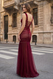 Black Sweetheart Mermaid Tulle Pleated Long Formal Prom Dresses