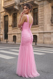Black Sweetheart Mermaid Tulle Pleated Long Formal Prom Dresses