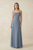 Cami Strap A-Line Chiffon Bridesmaid Dress in Neptune